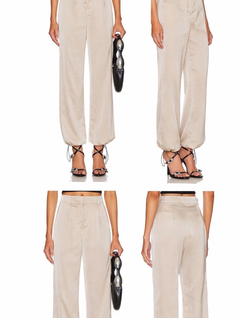 Dolce Cabo Cream Wide-Leg Drawstring Hem Pants